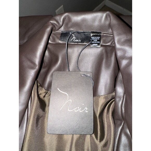 NOIR Suit Jacket Blazer M Medium Dark Chocolate Brown Vegan Leather NEW - Picture 12 of 14